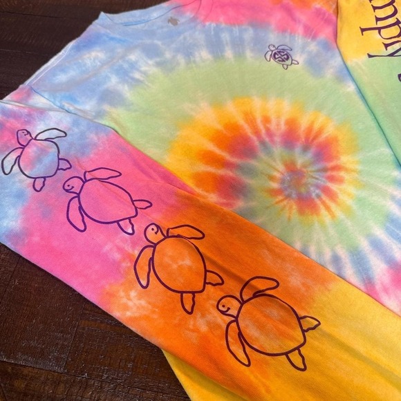 Simply Southern Rainbow Tie Dye Turtle Long Sleeve Tee Size S - Picture 3 of 7